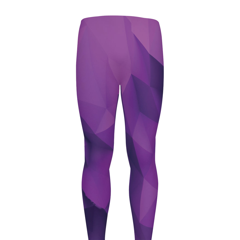 Purple Polygonal Geometric Print Men's leggings