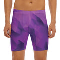 Purple Polygonal Geometric Print Men's Long Boxer Briefs