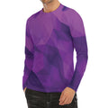 Purple Polygonal Geometric Print Men's Long Sleeve Rash Guard