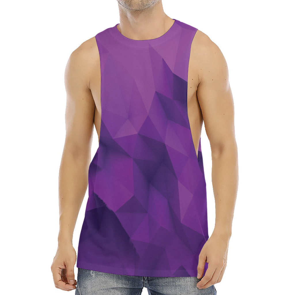 Purple Polygonal Geometric Print Men's Muscle Tank Top