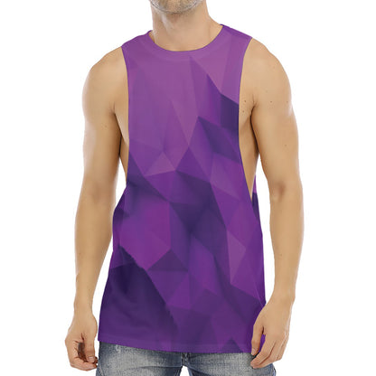 Purple Polygonal Geometric Print Men's Muscle Tank Top