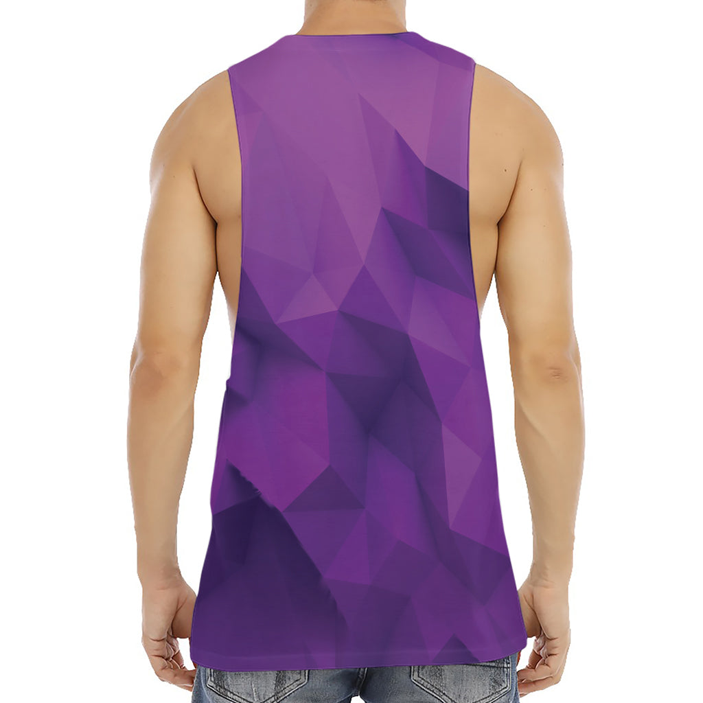 Purple Polygonal Geometric Print Men's Muscle Tank Top