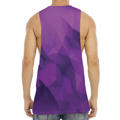 Purple Polygonal Geometric Print Men's Muscle Tank Top