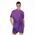 Purple Polygonal Geometric Print Men's Romper