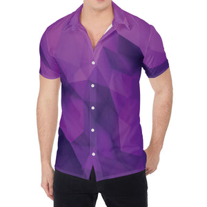 Purple Polygonal Geometric Print Men's Shirt