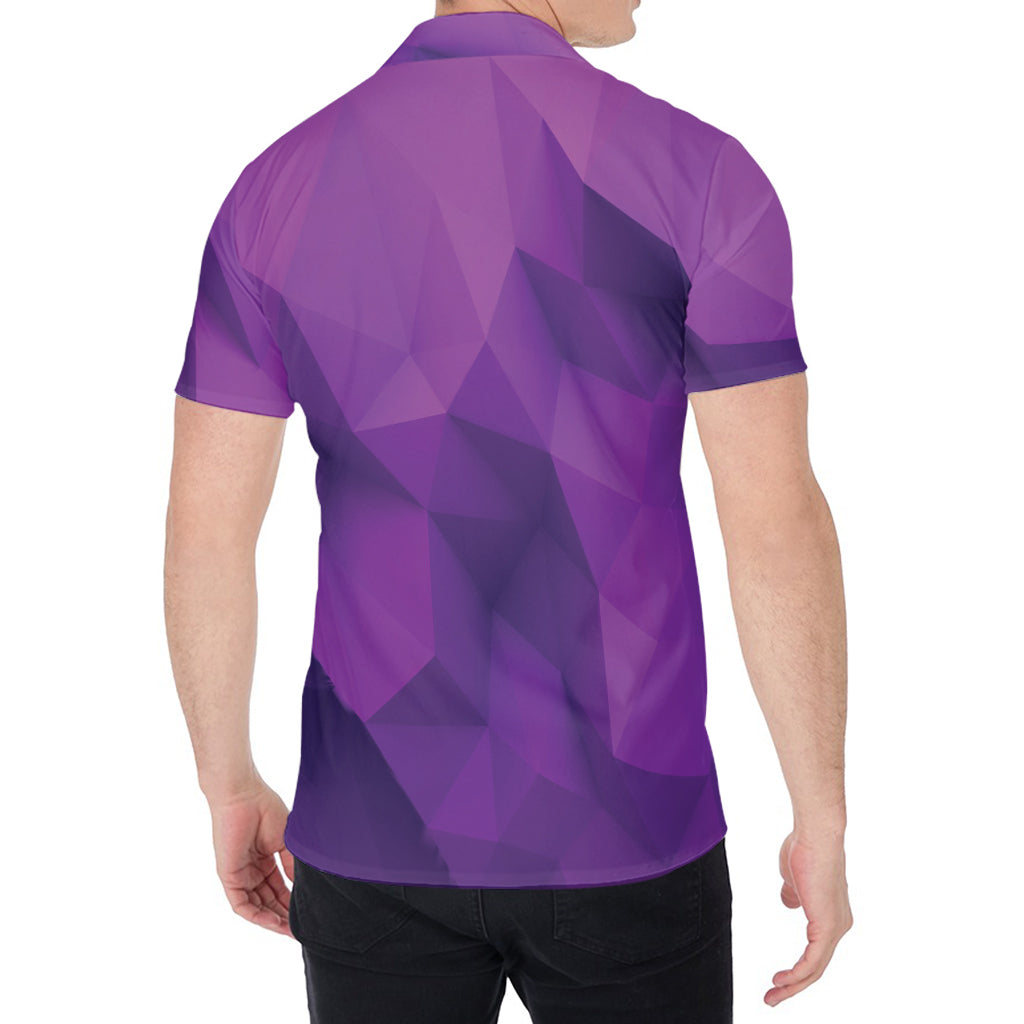 Purple Polygonal Geometric Print Men's Shirt