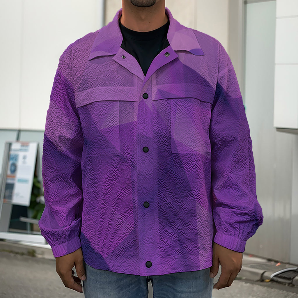Purple Polygonal Geometric Print Men's Shirt Jacket