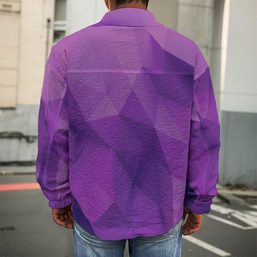 Purple Polygonal Geometric Print Men's Shirt Jacket