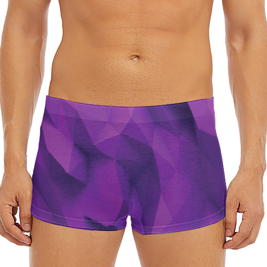 Purple Polygonal Geometric Print Men's Short Boxer Briefs