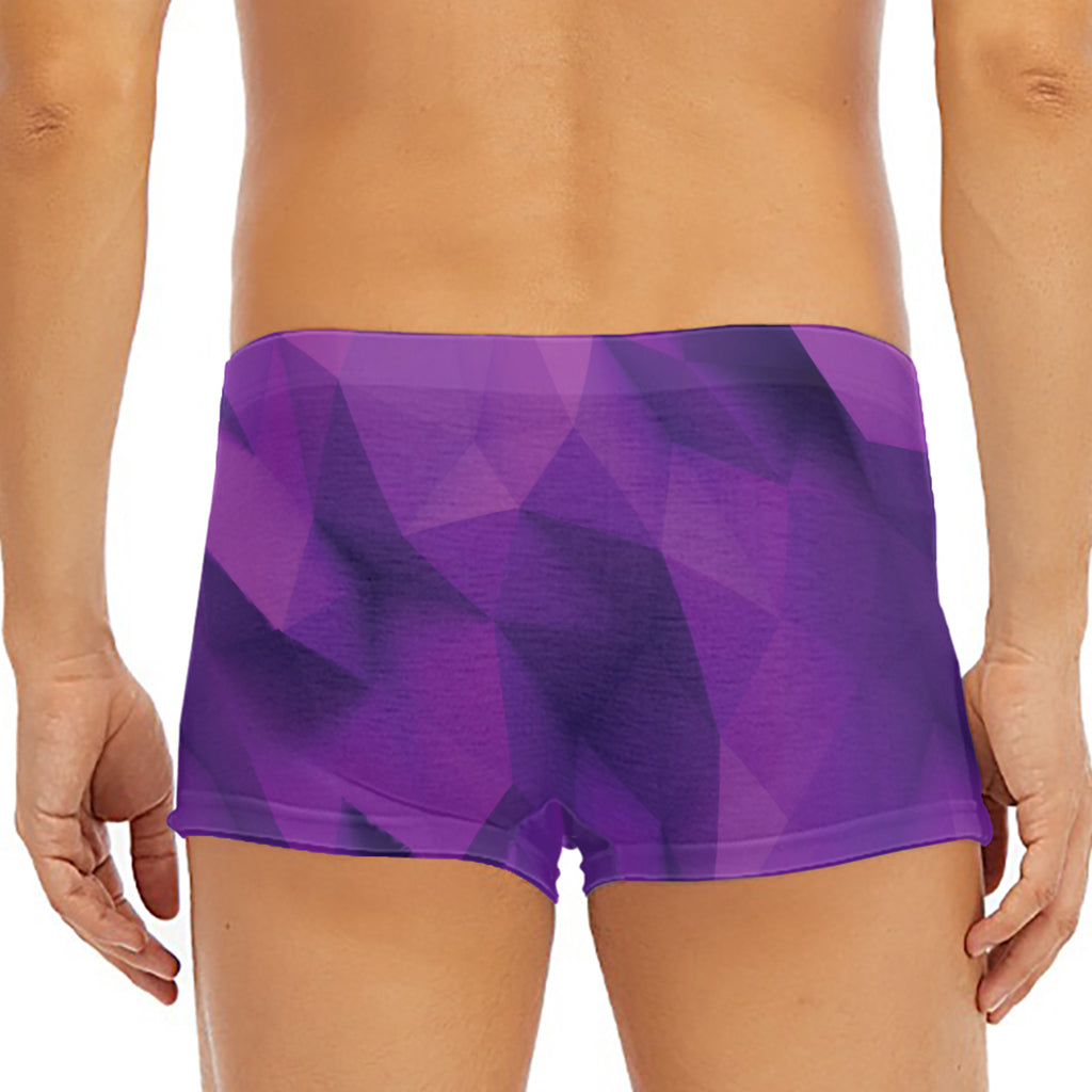 Purple Polygonal Geometric Print Men's Short Boxer Briefs