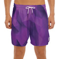 Purple Polygonal Geometric Print Men's Split Running Shorts