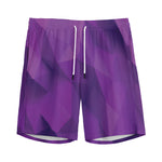 Purple Polygonal Geometric Print Men's Sports Shorts