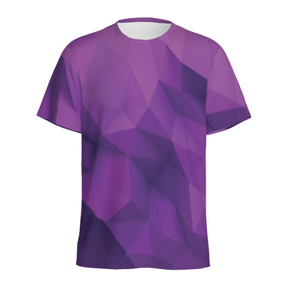 Purple Polygonal Geometric Print Men's Sports T-Shirt