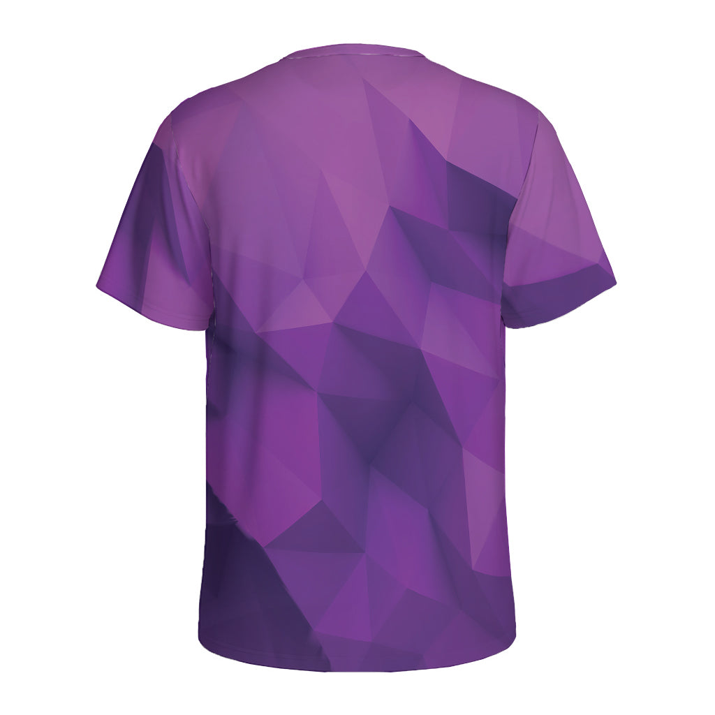 Purple Polygonal Geometric Print Men's Sports T-Shirt