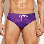 Purple Polygonal Geometric Print Men's Swim Briefs