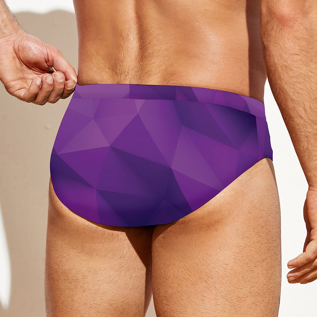 Purple Polygonal Geometric Print Men's Swim Briefs