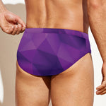 Purple Polygonal Geometric Print Men's Swim Briefs