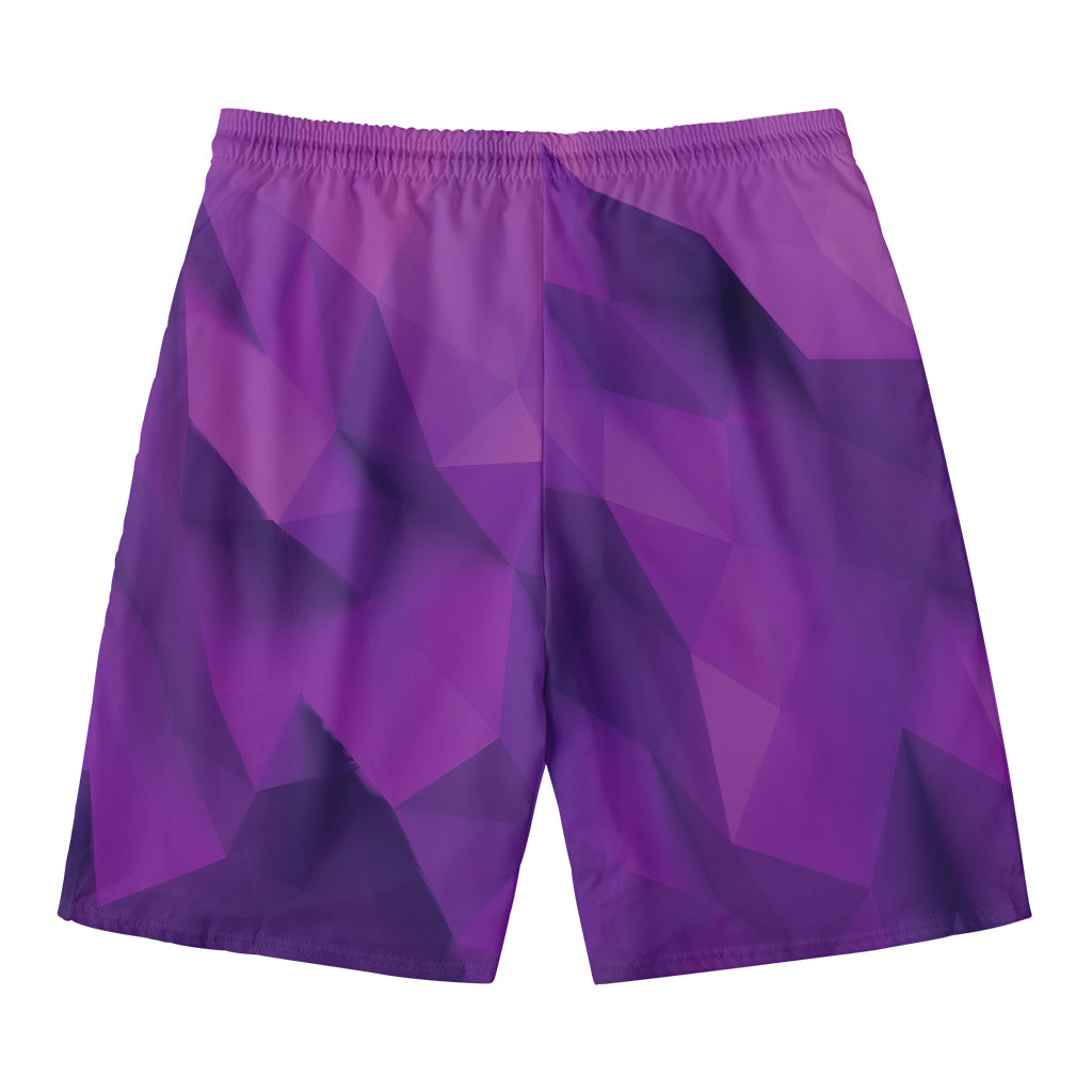 Purple Polygonal Geometric Print Men's Swim Trunks