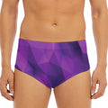 Purple Polygonal Geometric Print Men's Triangle Swim Briefs