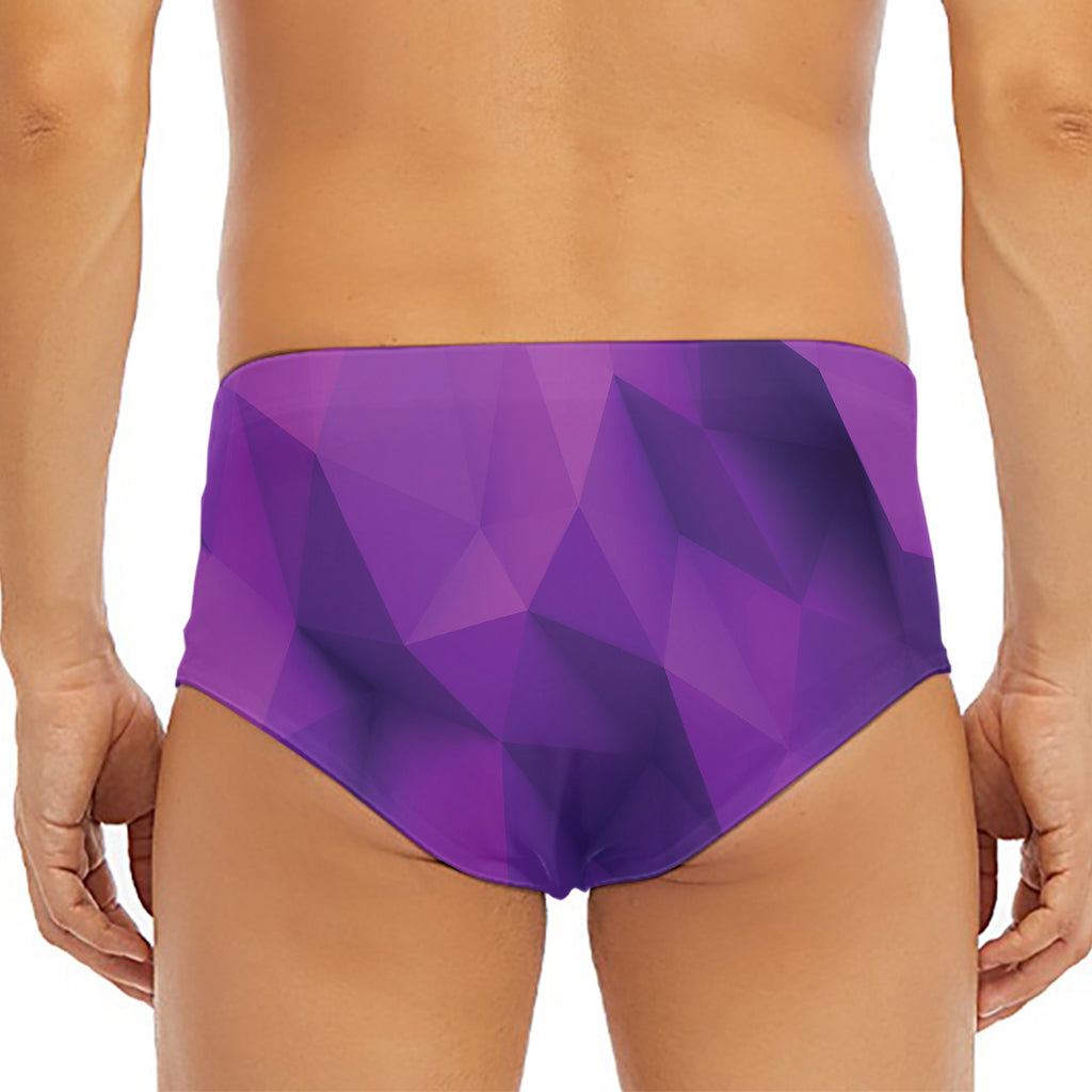 Purple Polygonal Geometric Print Men's Triangle Swim Briefs
