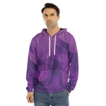 Purple Polygonal Geometric Print Men's Velvet Pullover Hoodie