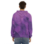 Purple Polygonal Geometric Print Men's Velvet Pullover Hoodie