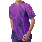 Purple Polygonal Geometric Print Men's Velvet T-Shirt