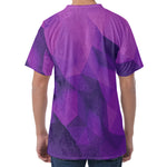 Purple Polygonal Geometric Print Men's Velvet T-Shirt