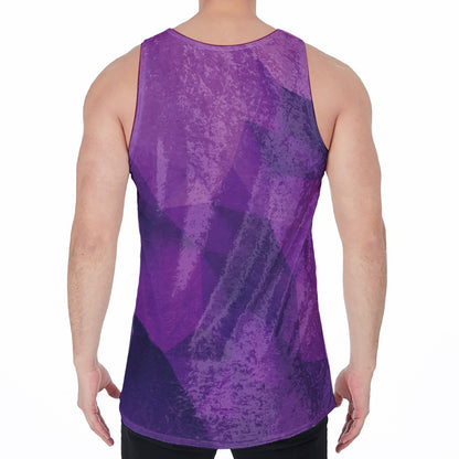 Purple Polygonal Geometric Print Men's Velvet Tank Top