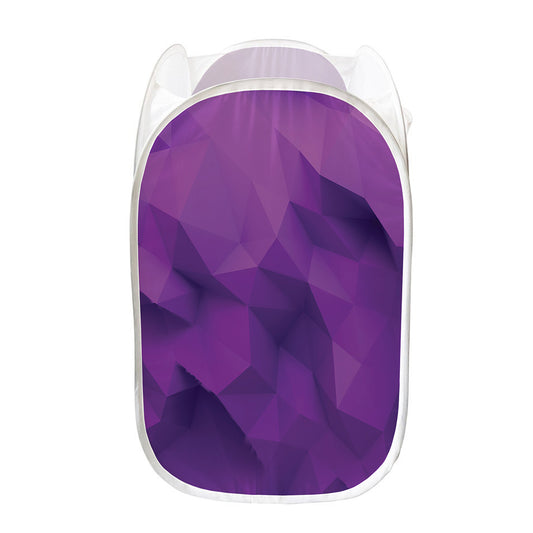 Purple Polygonal Geometric Print Mesh Laundry Hamper