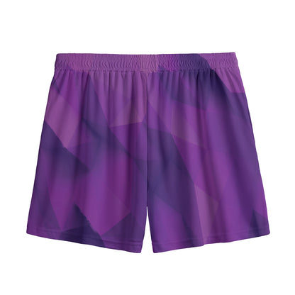 Purple Polygonal Geometric Print Mesh Shorts