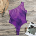 Purple Polygonal Geometric Print One Shoulder Bodysuit