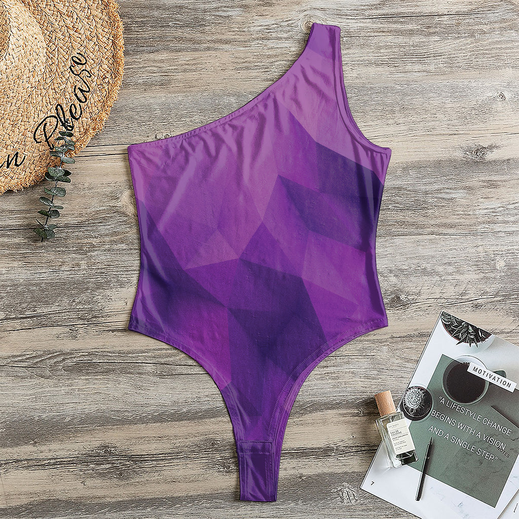 Purple Polygonal Geometric Print One Shoulder Bodysuit