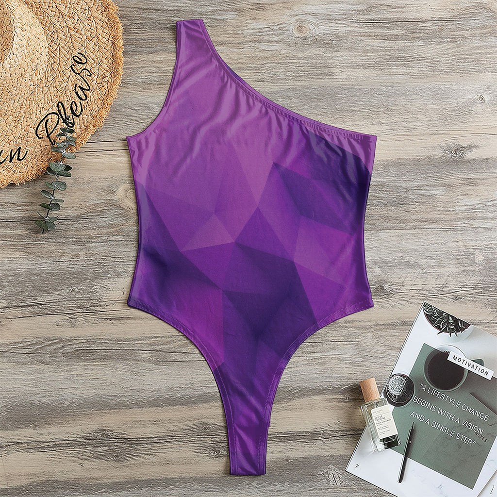 Purple Polygonal Geometric Print One Shoulder Bodysuit