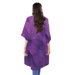Purple Polygonal Geometric Print Open Front Beach Cover Up