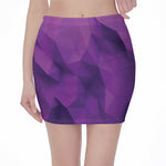 Purple Polygonal Geometric Print Pencil Mini Skirt