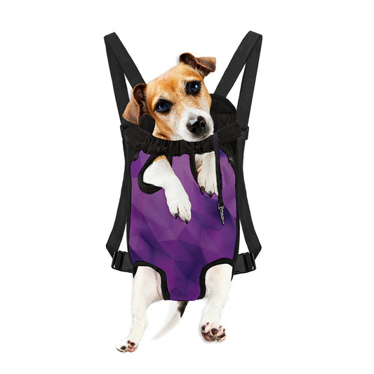 Purple Polygonal Geometric Print Pet Carrier Backpack