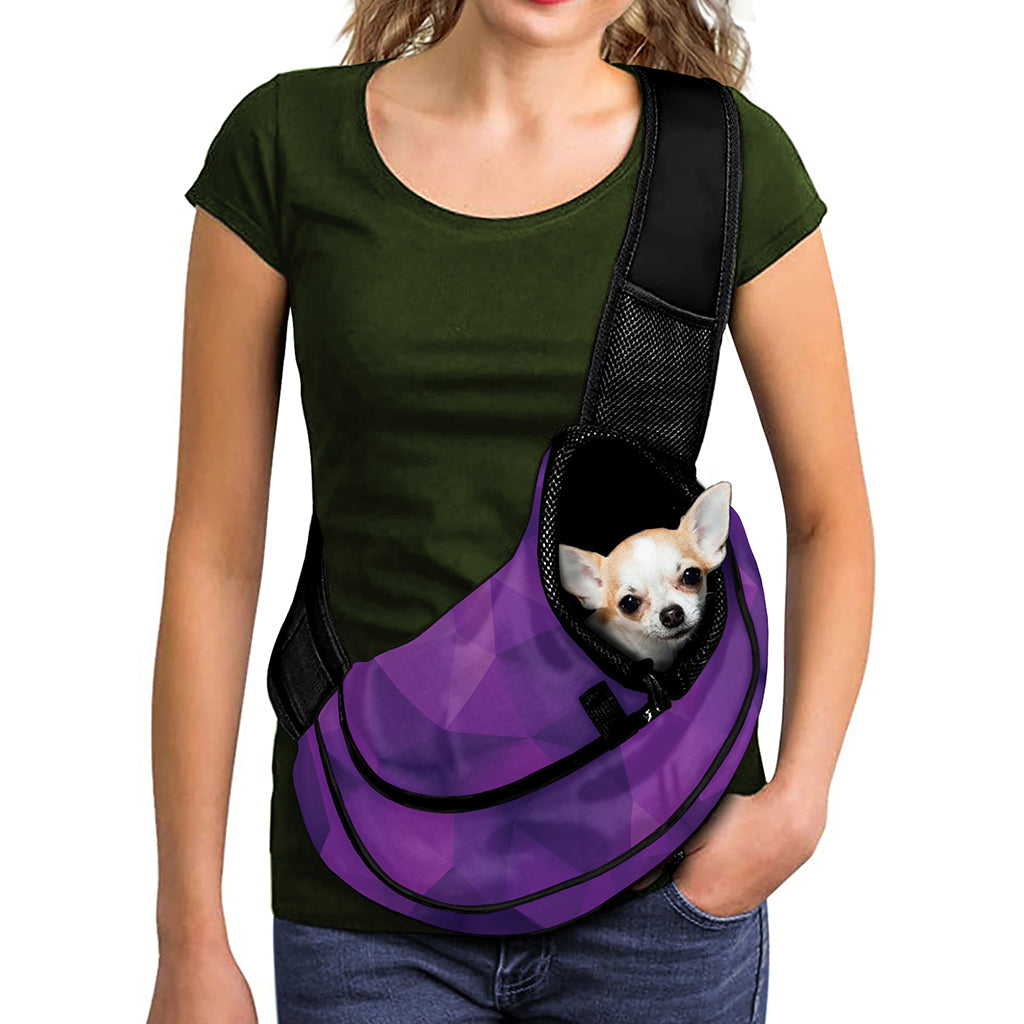 Purple Polygonal Geometric Print Pet Sling Carrier