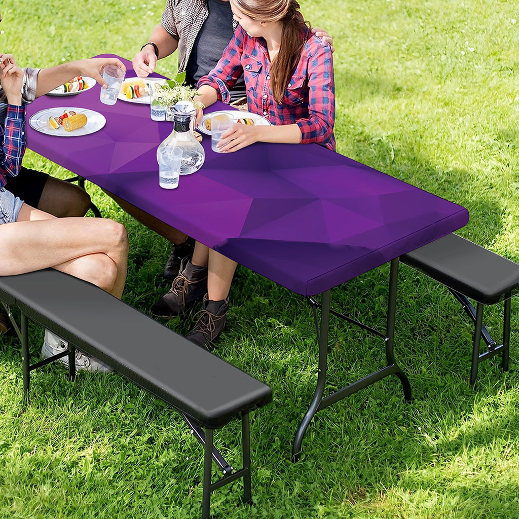 Purple Polygonal Geometric Print Picnic Table Cover