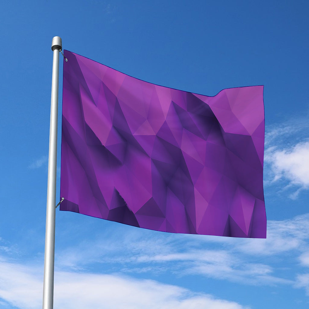 Purple Polygonal Geometric Print Polyester Flag