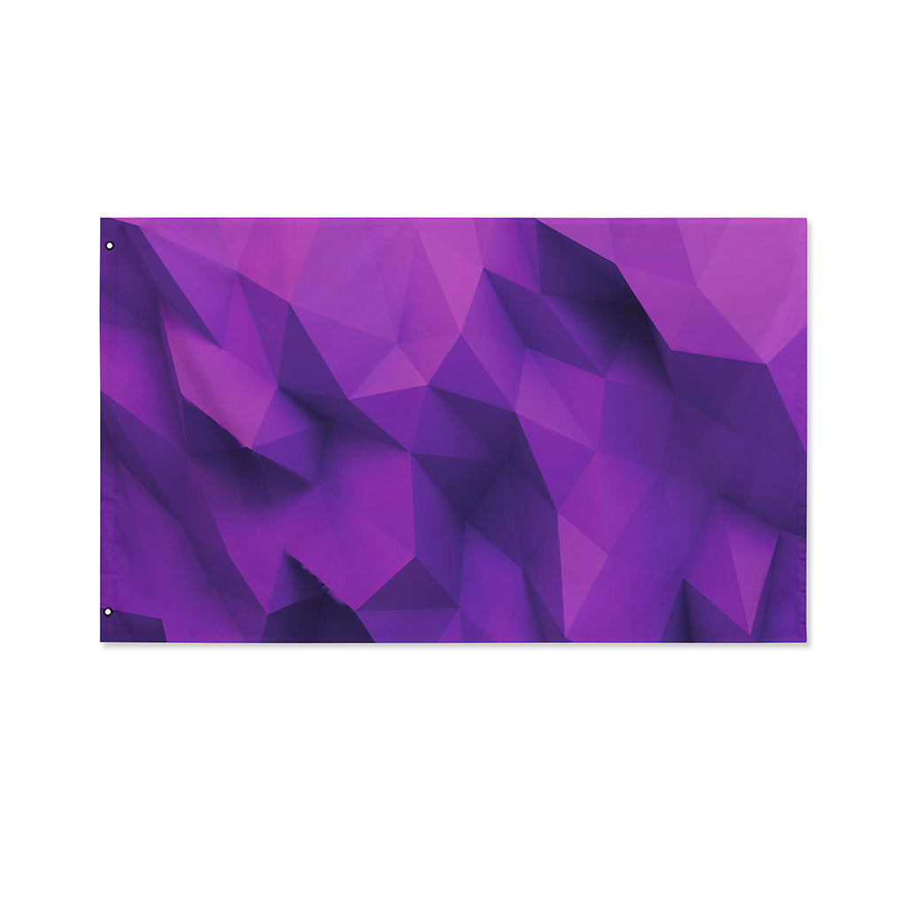Purple Polygonal Geometric Print Polyester Flag