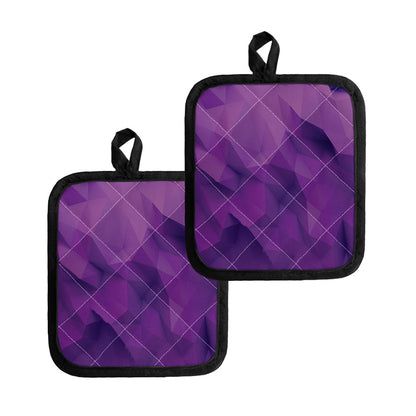 Purple Polygonal Geometric Print Pot Holders