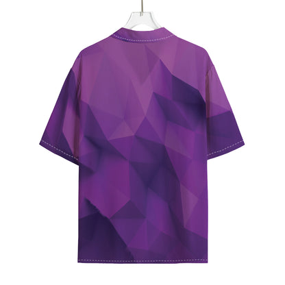 Purple Polygonal Geometric Print Rayon Hawaiian Shirt