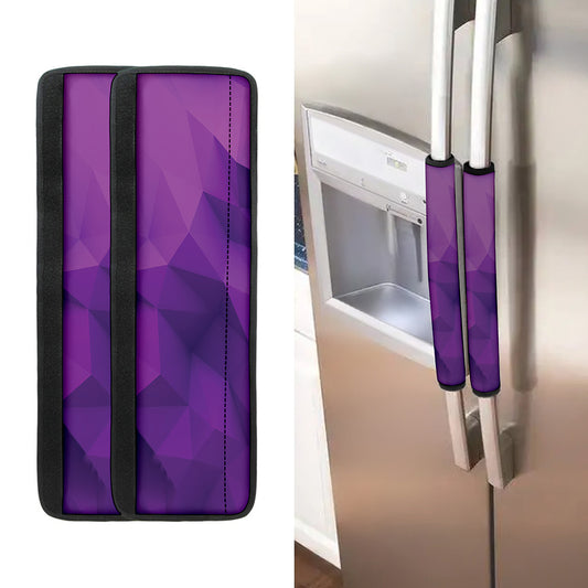 Purple Polygonal Geometric Print Refrigerator Handle Covers