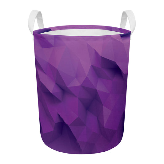 Purple Polygonal Geometric Print Round Laundry Basket