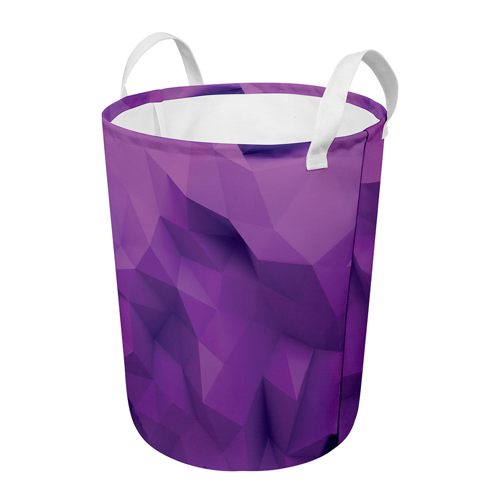 Purple Polygonal Geometric Print Round Laundry Basket