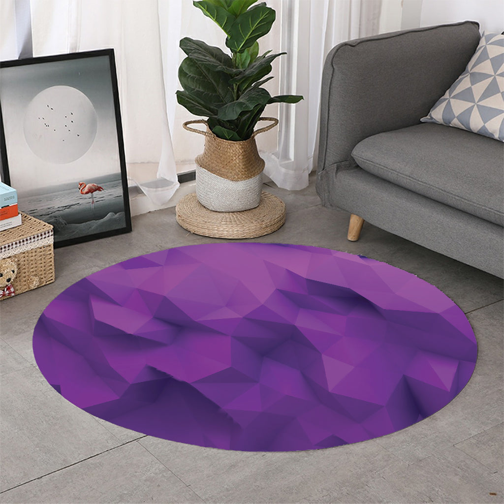 Purple Polygonal Geometric Print Round Rug