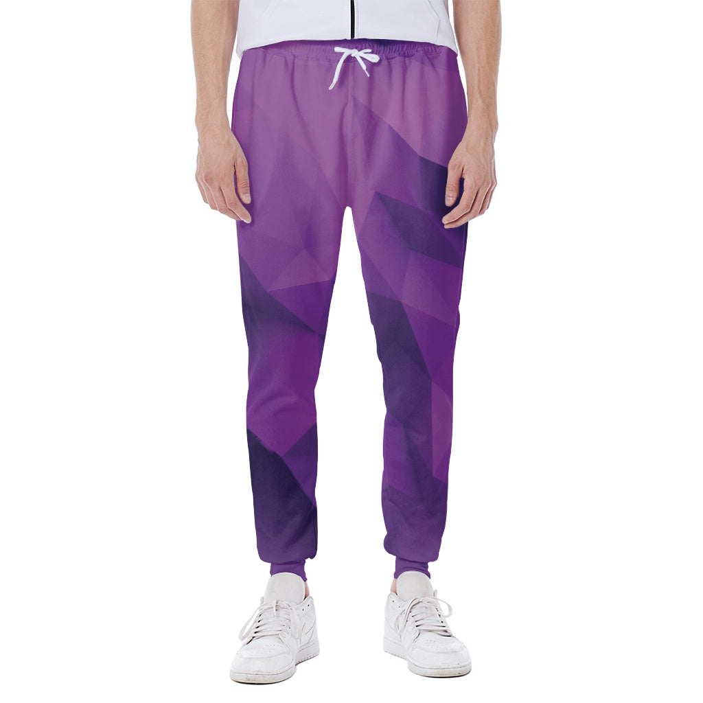 Purple Polygonal Geometric Print Scuba Joggers