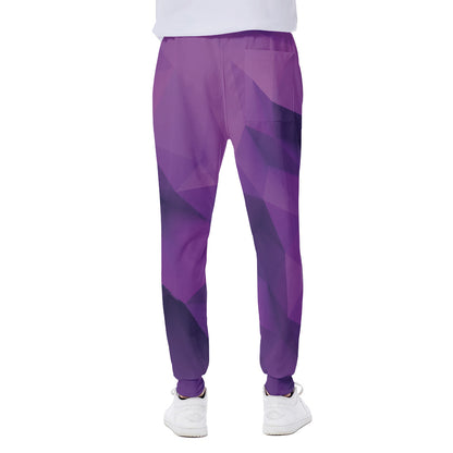 Purple Polygonal Geometric Print Scuba Joggers