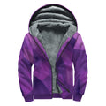 Purple Polygonal Geometric Print Sherpa Lined Zip Up Hoodie